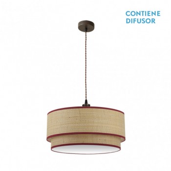Distribuidor - Lâmpadas Diversas | Colgantes Rustica | COLGANTE ROQUE 3XE27 NATURAL/ROJO REGX60X60 CM Ref: 172896007
